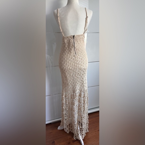 Cream Crochet Maxi Dress - size M - Picture 2 of 3